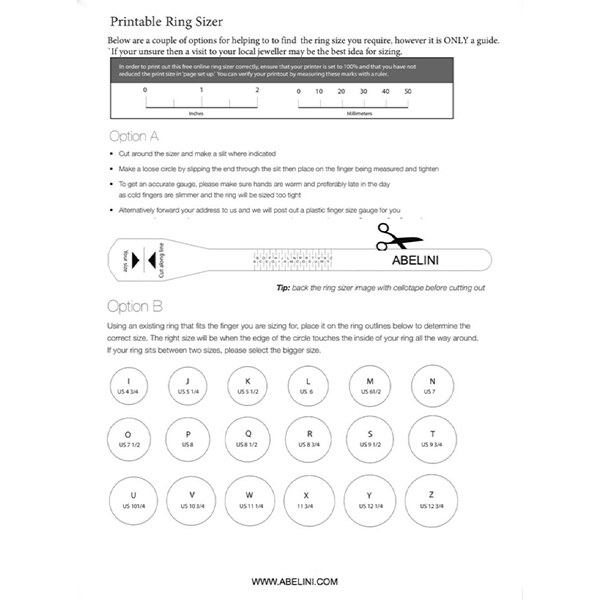 Ring Size Chart
