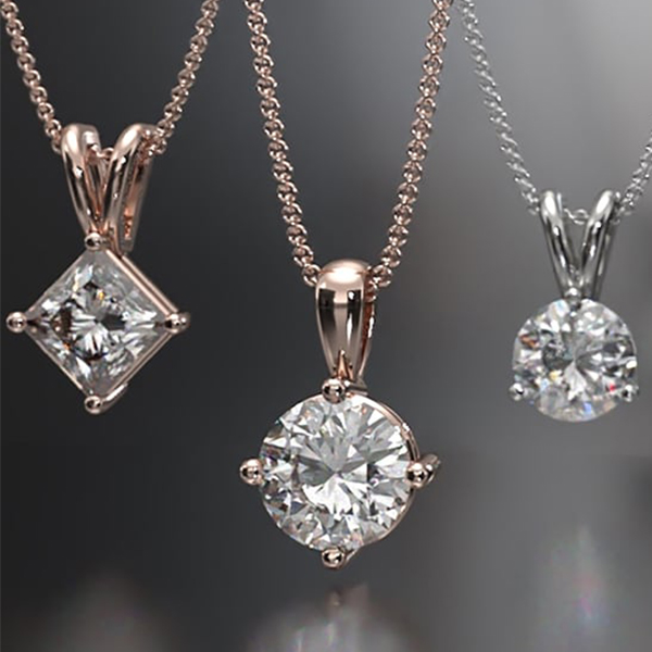 solitaire diamond necklace and pendants